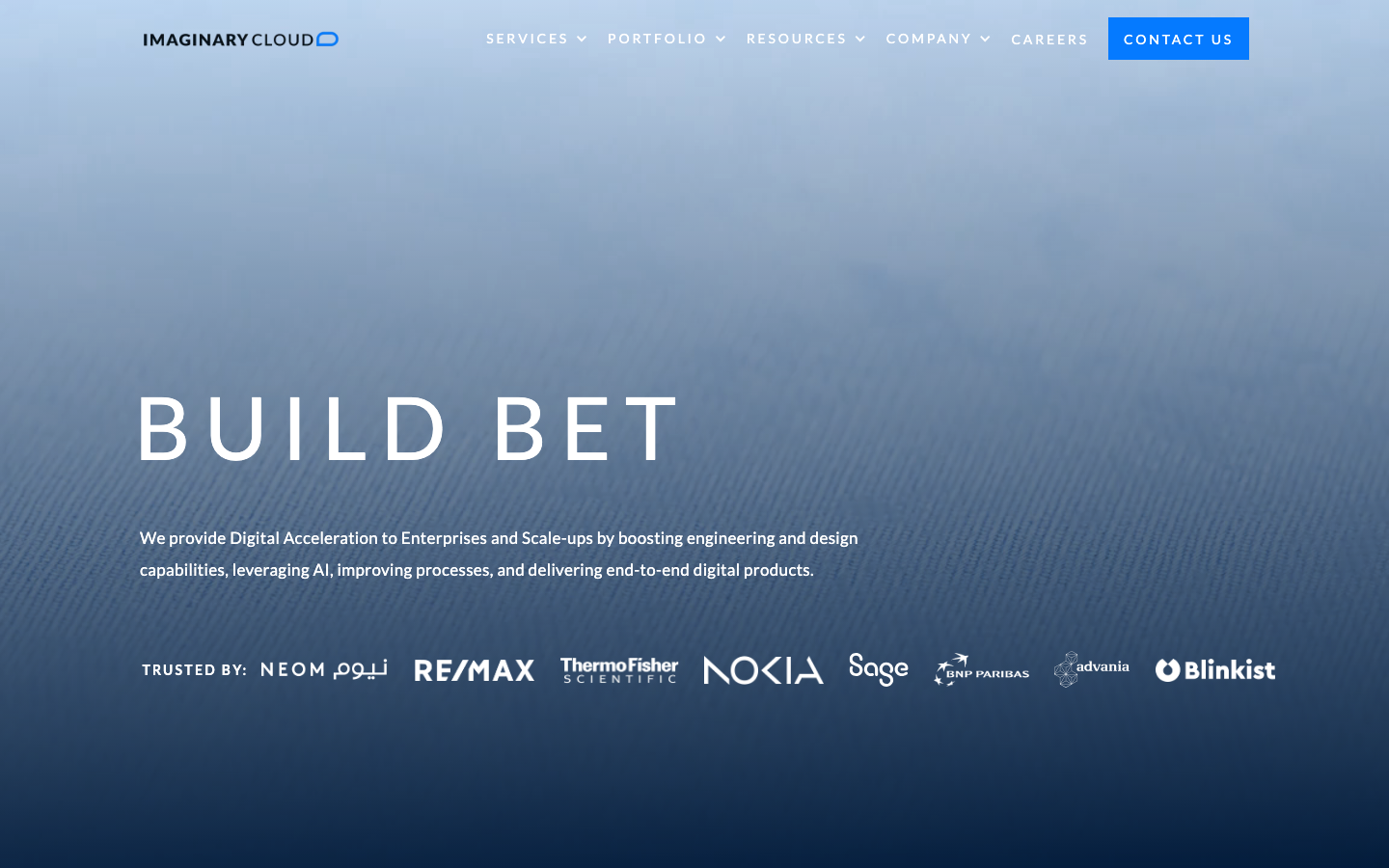 Captura do site de Imaginary Cloud