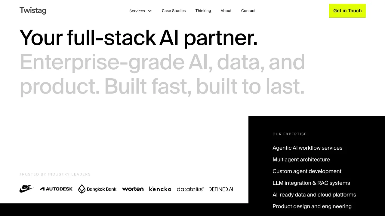 Screenshot of Twistag website